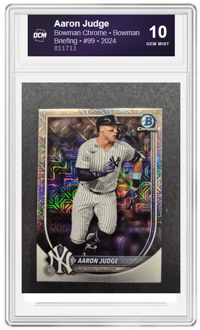 Aaron Judge graded card with DCM analysis points