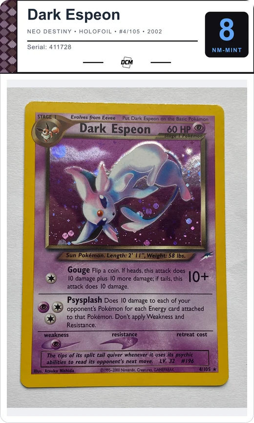 Dark Espeon in a DCM 8 slab